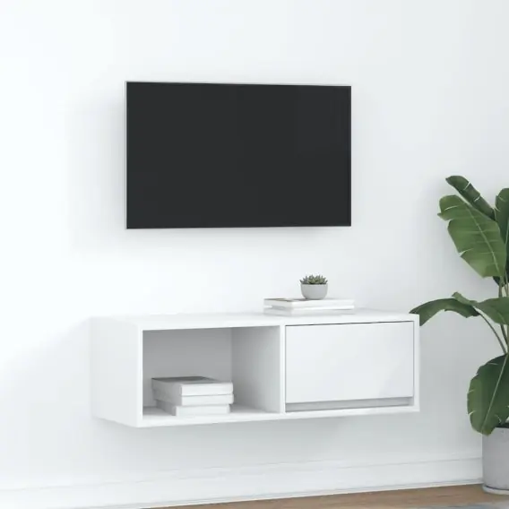 Szafka RTV Biała 80x31x25,5 cm Drewno klejone Lumarko! Lumarko! - Hurtownia wielobranżowa Lumarko Niska cena